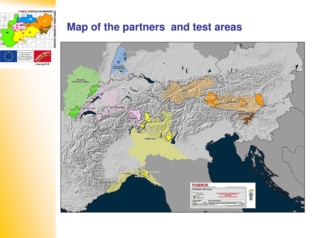 Map of the partners and test areas