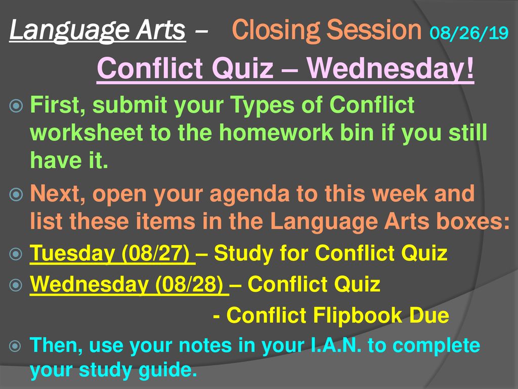 Welcome to sixth grade! 25/25/ ppt download Intended For Types Of Conflict Worksheet