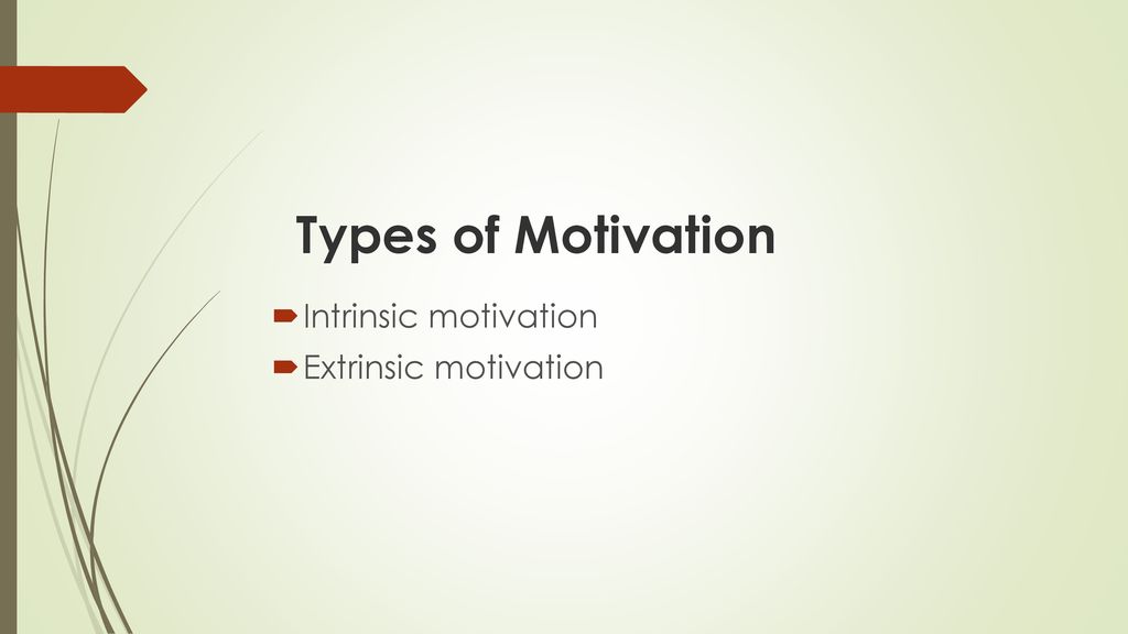 Types of Motivation Intrinsic motivation Extrinsic motivation