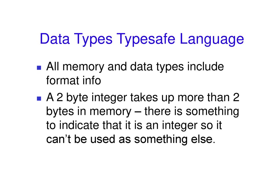 Data Types Typesafe Language