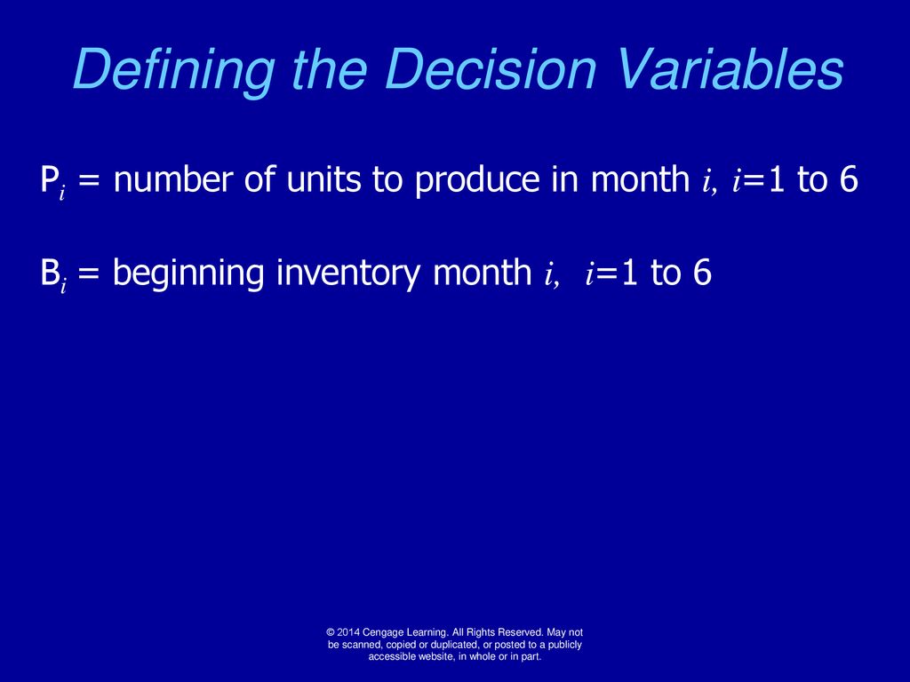 Defining the Decision Variables