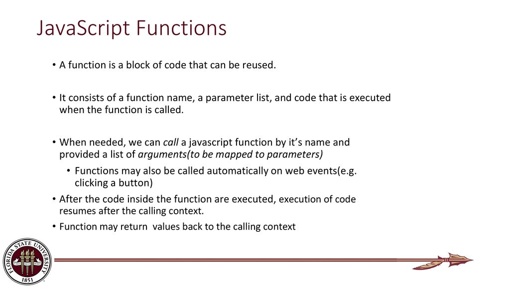 JavaScript Functions A function is a block of code that can be reused.