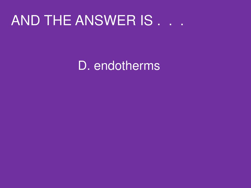 AND THE ANSWER IS D. endotherms
