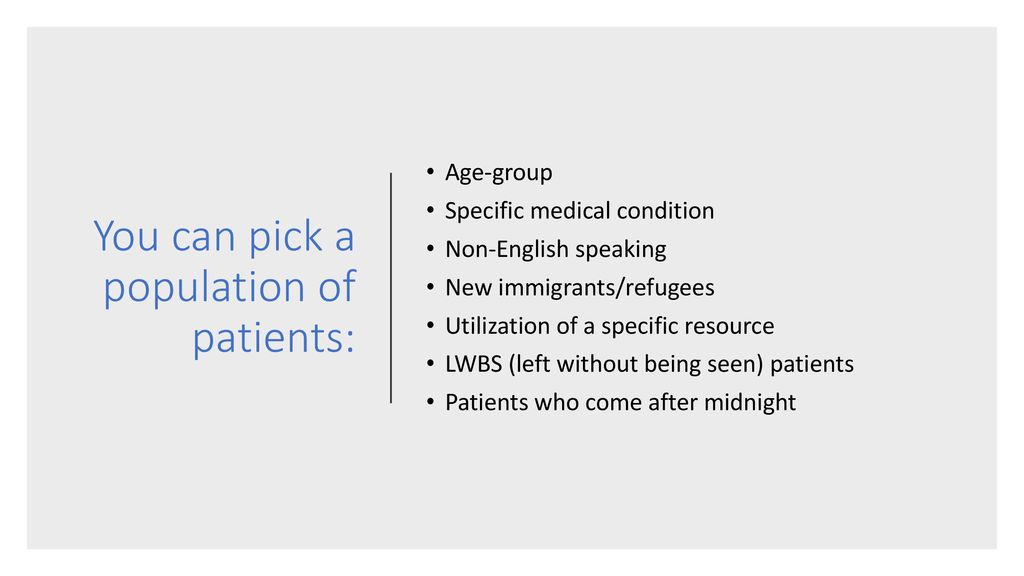 You can pick a population of patients: