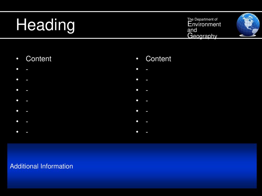 Heading Environment Content - Content - Additional Information
