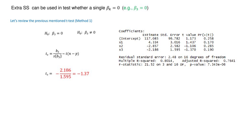 Extra Sums Of Squares In Mlr Ppt Download
