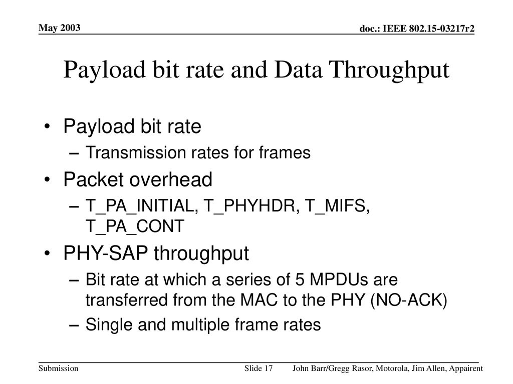 May 203 doc.: IEEE r2 May 2003 Project: IEEE P Working Group for ...