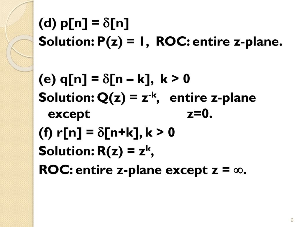 Signals And Systems Z Transform Roc By Dr Manal K Oudah Ppt Download