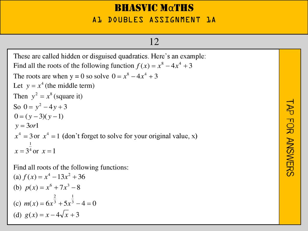 Bhasvic Maths 1 A1 Doubles Assignment 1a Ppt Download