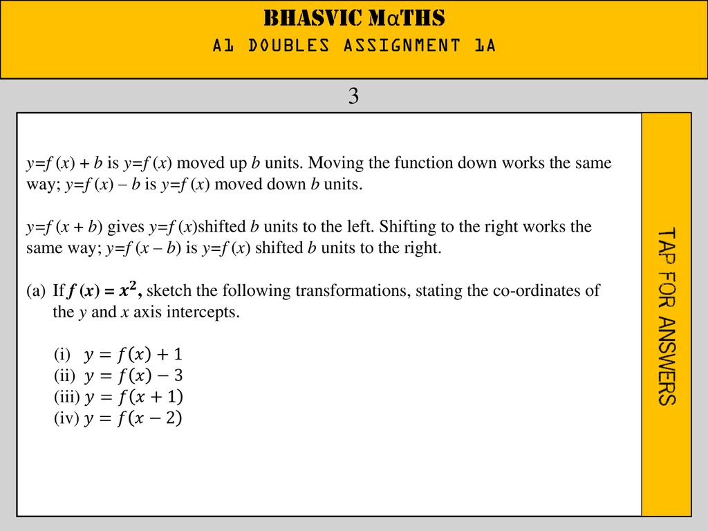 Bhasvic Maths 1 A1 Doubles Assignment 1a Ppt Download