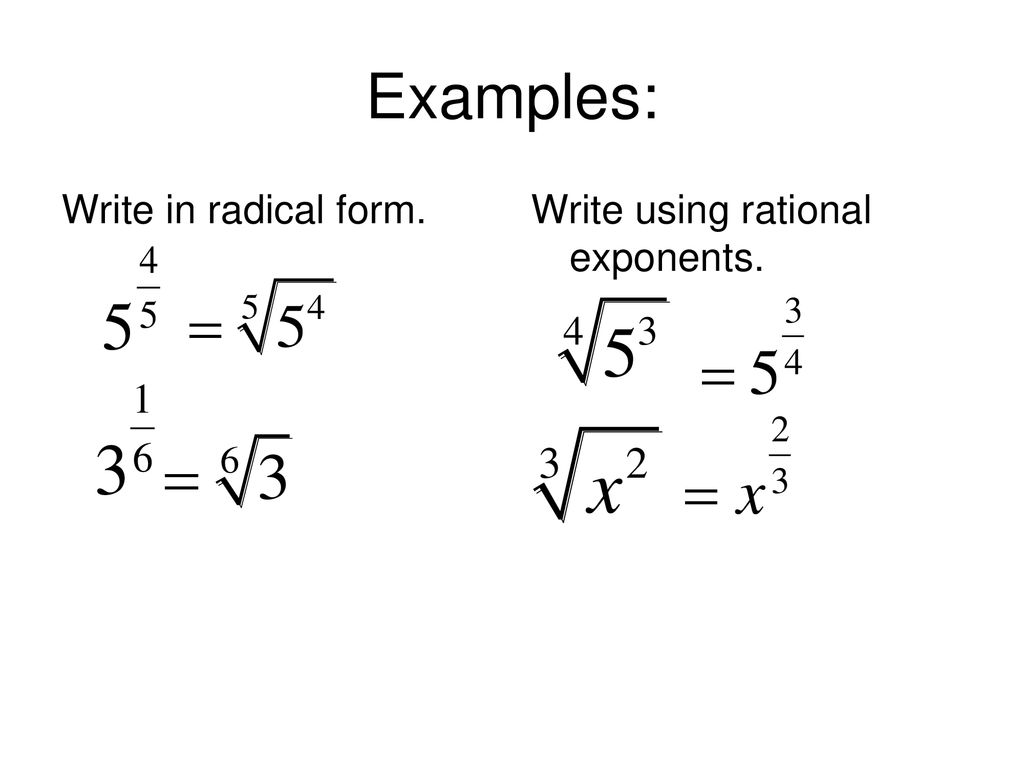 Simplify expressions in exponential or radical form. - ppt download