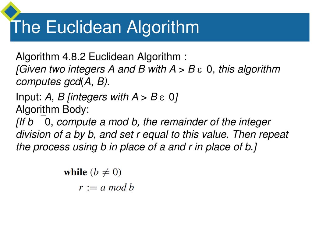 From Quotient-Remainder Theorem to Euclidean Algorithm for gcd - ppt ...