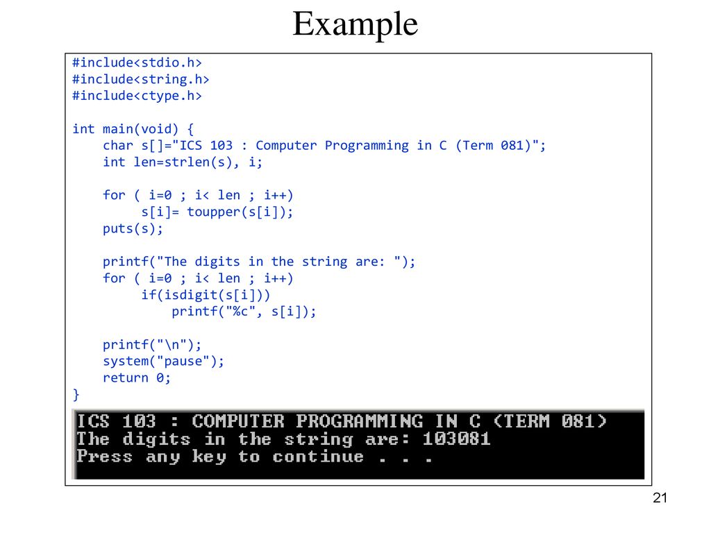 ICS103 Programming in C Lecture 15: Strings - ppt download