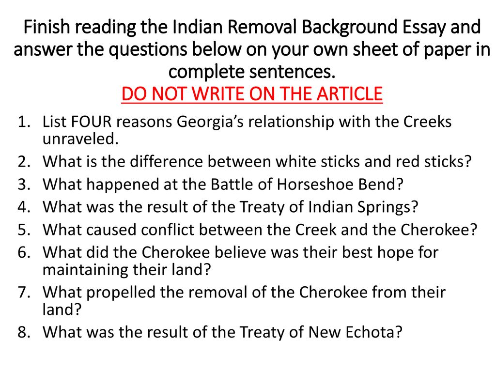 andrew jackson indian removal act essay