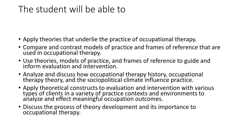 Occupational Therapy Model part 1 Compare and Contrast CMOP, PEO