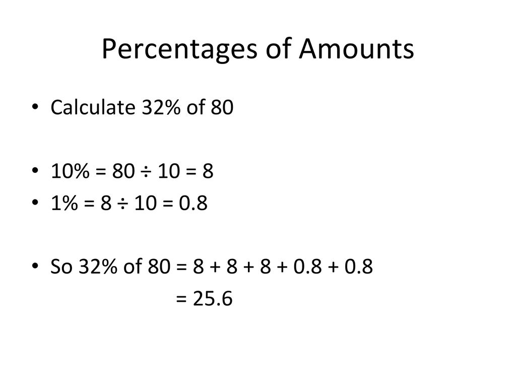 Percentages of Amounts - ppt download