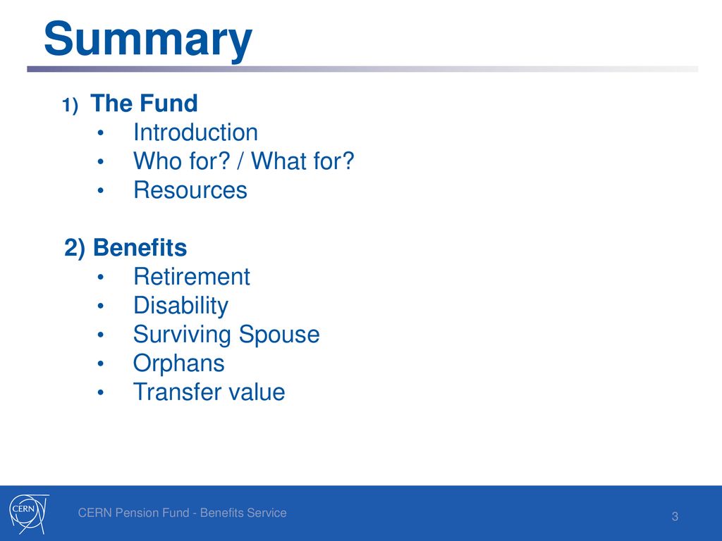 CERN Pension Fund - Benefits Service - ppt download