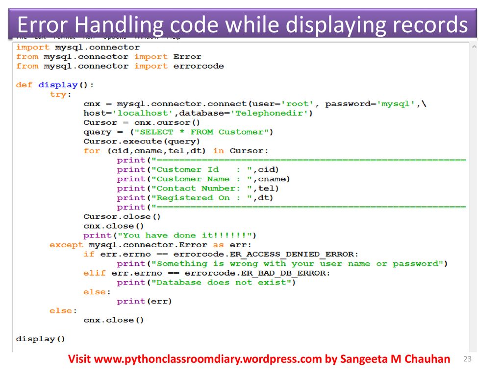 Python mysql connectivity ppt download