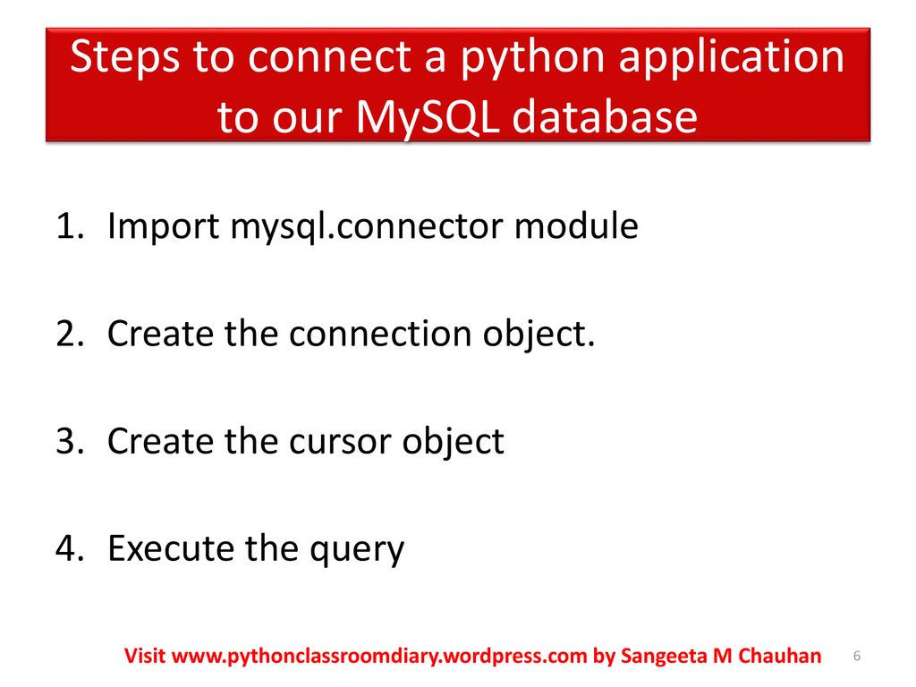 Python MySQL Connectivity - ppt download