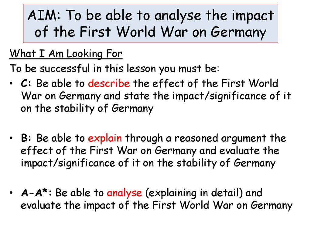 the effect of first world war in germany