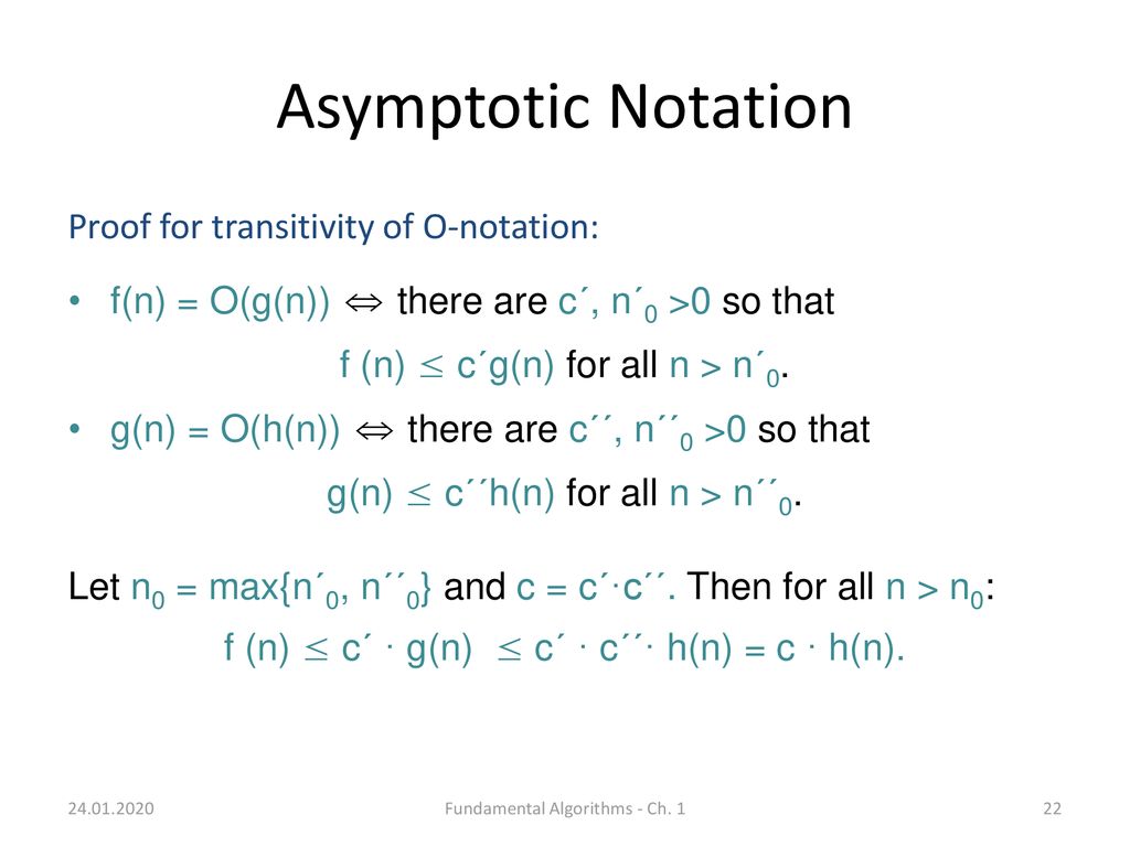 Asymptotic Notation Proof for transitivity of O-notation: