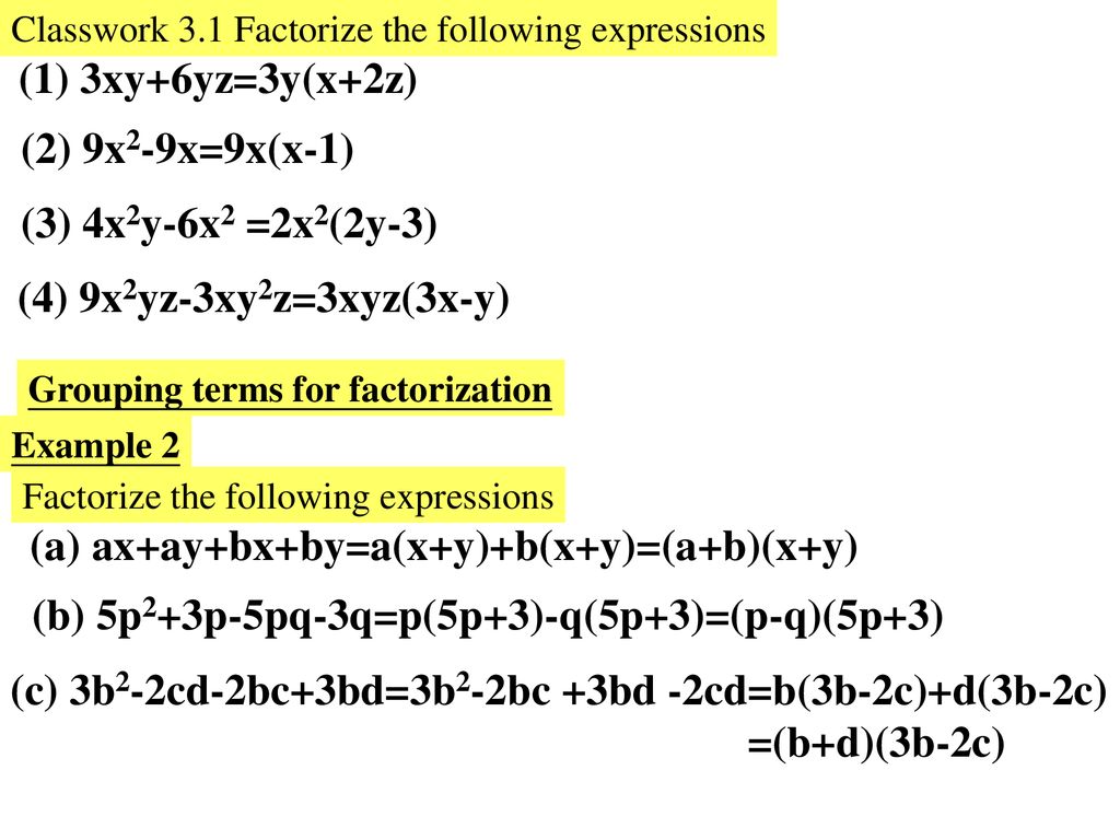 Chapter 3 More About Factorization Ppt Download