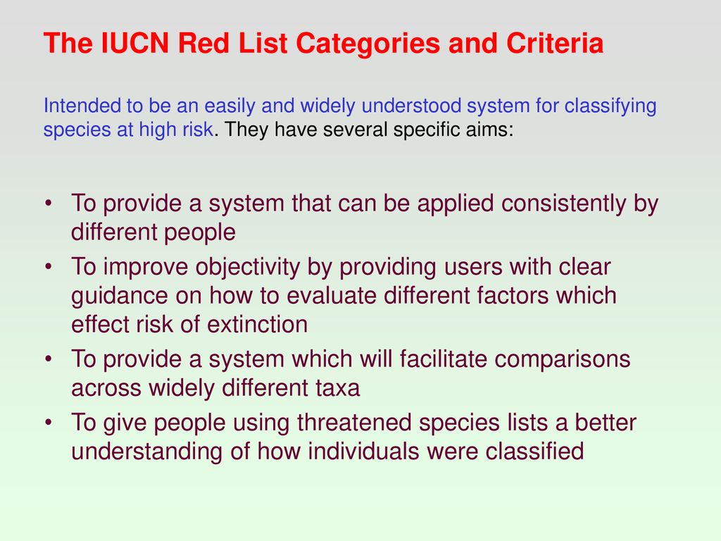 Observere Advent torsdag The IUCN Red List Categories and Criteria - ppt download