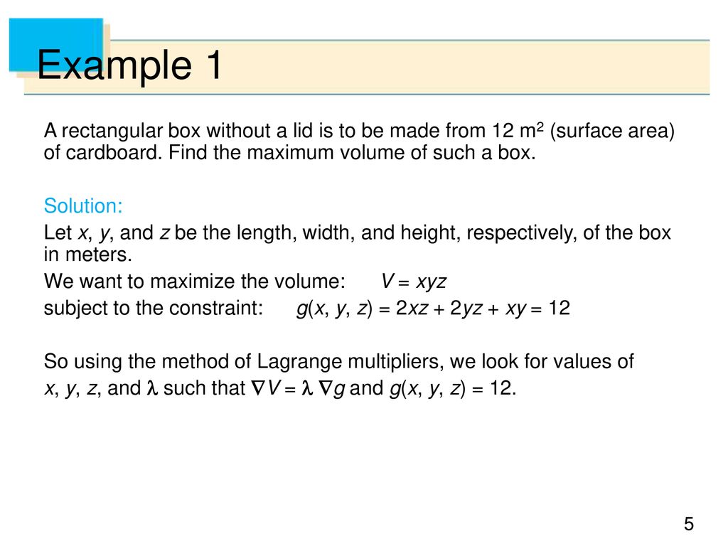 14 8 Lagrange Multipliers Ppt Download