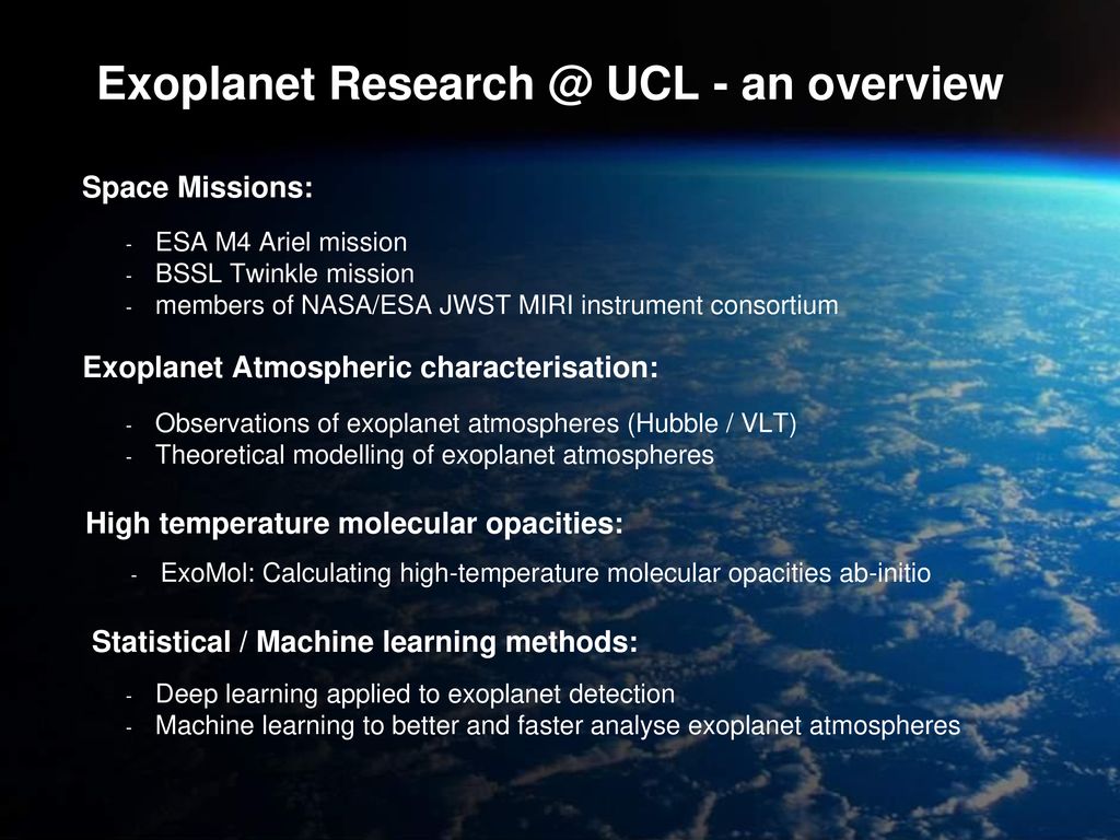 UCL UCL Space Week 2019 Prof Giovanna Tinetti, Dr Ingo Waldmann. - ppt  download