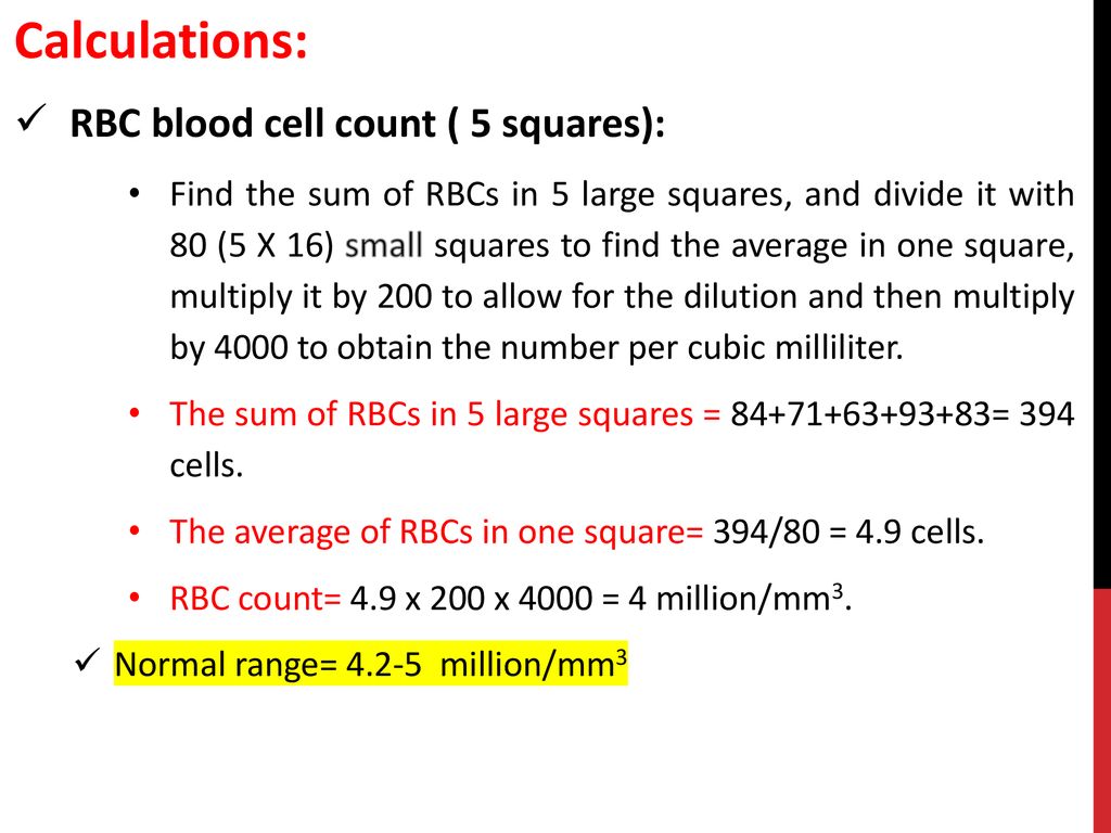 Solved In Neubauer S Chamber For Red Blood Cells Count The Off