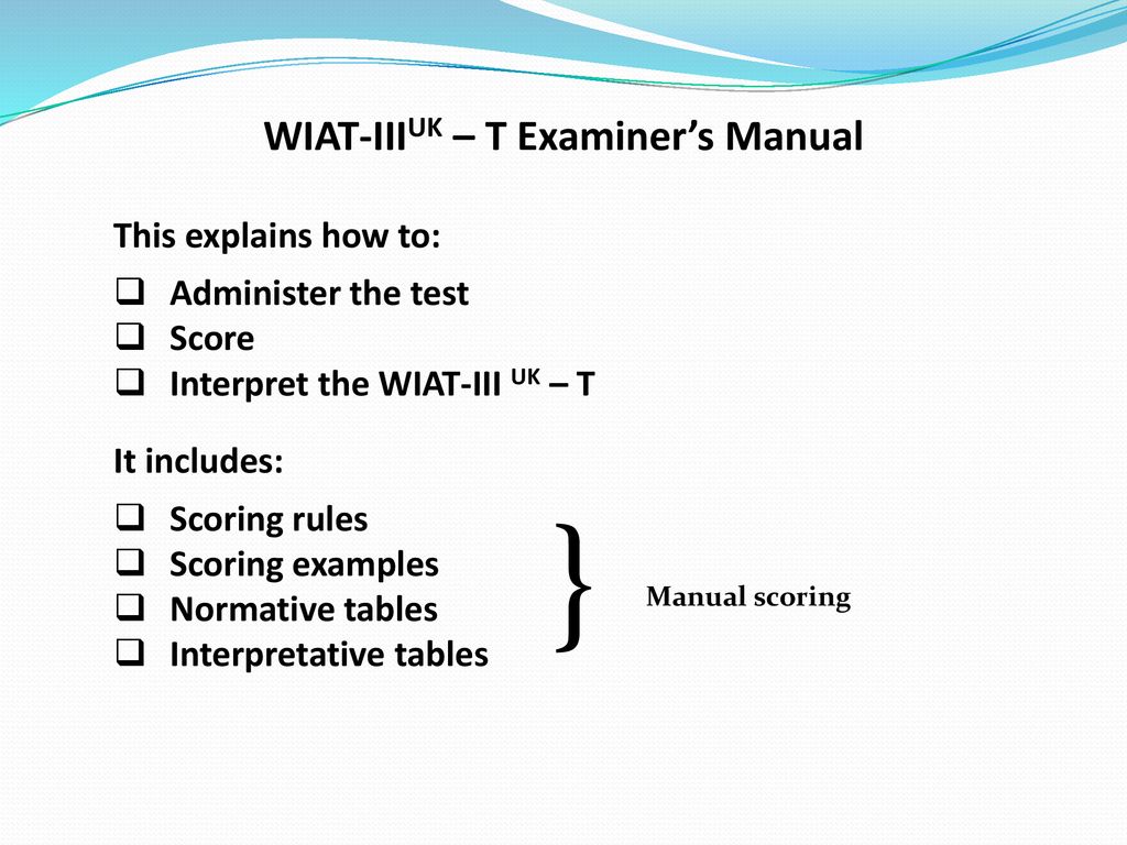 Wiat Iii Examiner Manual Wiat Iii Examiner Manual