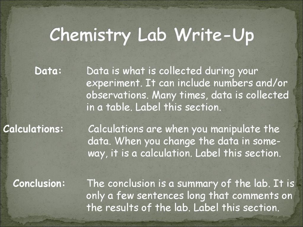 Chemistry Lab Write-Up - ppt download