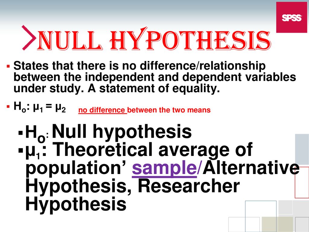 null hypothesis equality