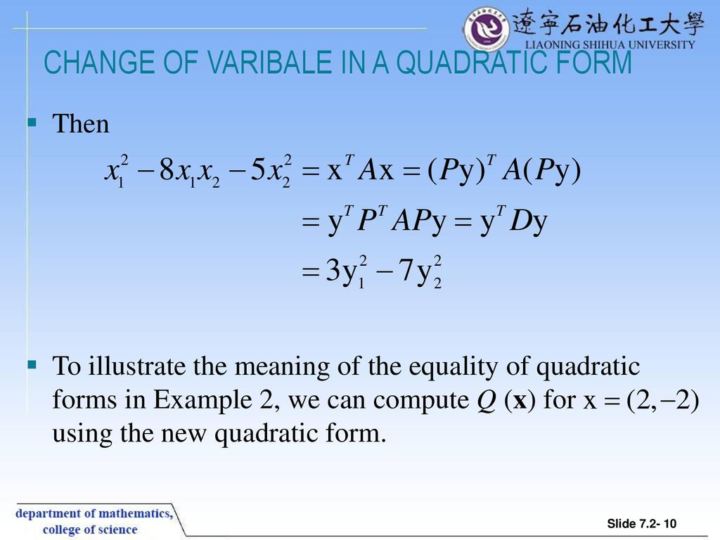 Symmetric Matrices and Quadratic Forms - ppt download