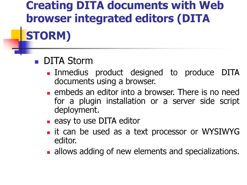 Creating Documentation With A Wiki: The DITA Storm Project