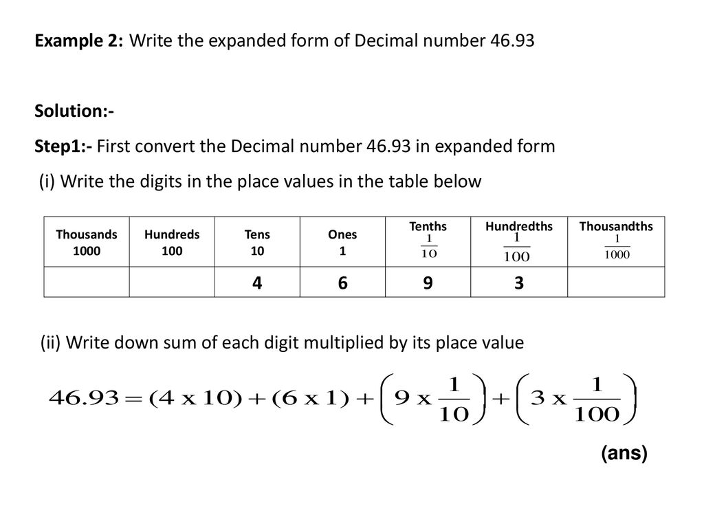 Write the given Decimals in expanded form - ppt download