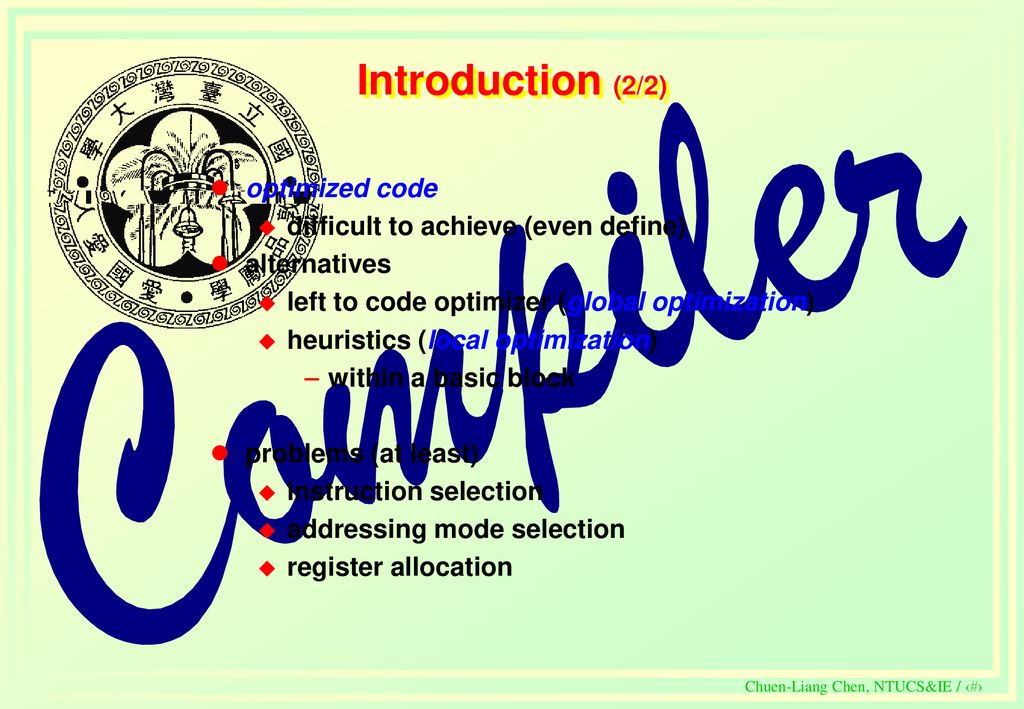 CODE GENERATION Chuen-Liang Chen Department of Computer Science - ppt ...