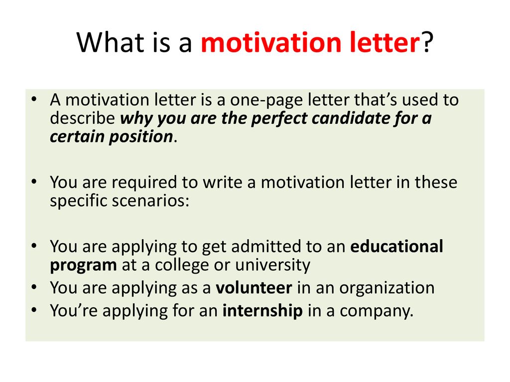What is a motivation letter