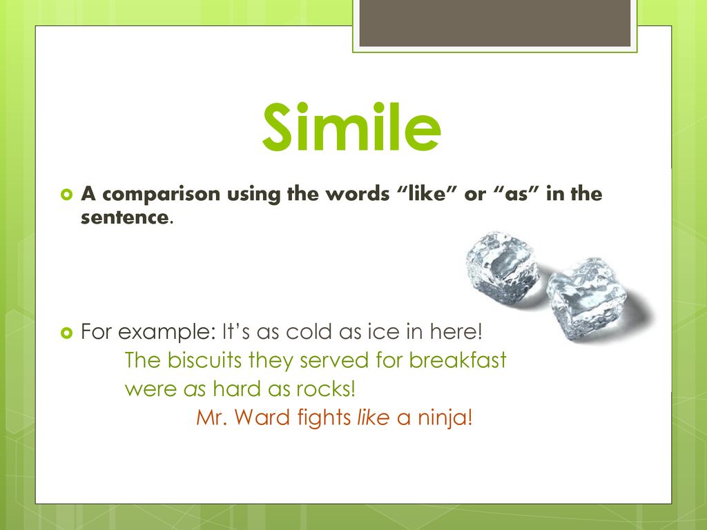 Figurative Language Gives the reader a mental picture of what you're  talking about by making a comparison to something else. - ppt download