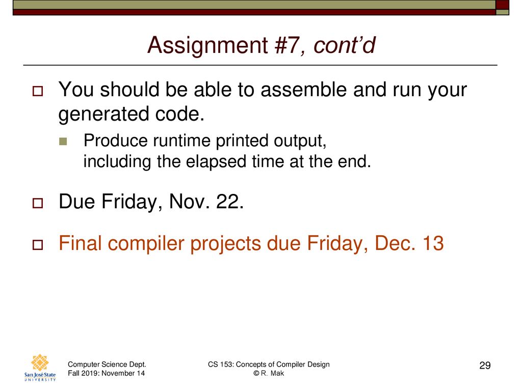 CS 153: Concepts of Compiler Design November 14 Class Meeting - ppt download