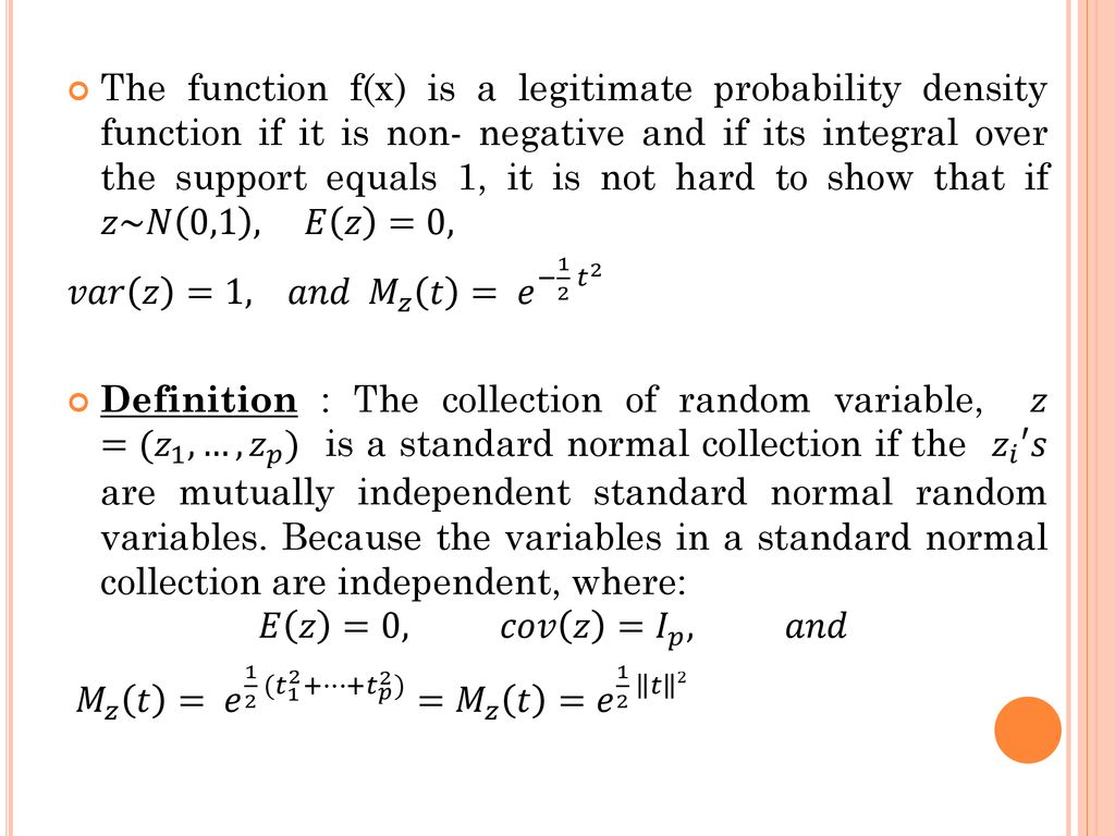 Some Characteristic Multivariate Normal Distribution Ppt Download