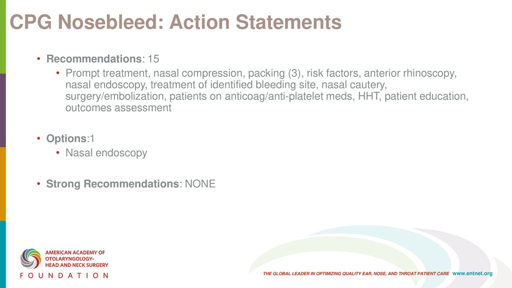 AAO-HNSF Clinical Practice Guideline: Nosebleed (Epistaxis) - Ppt Download