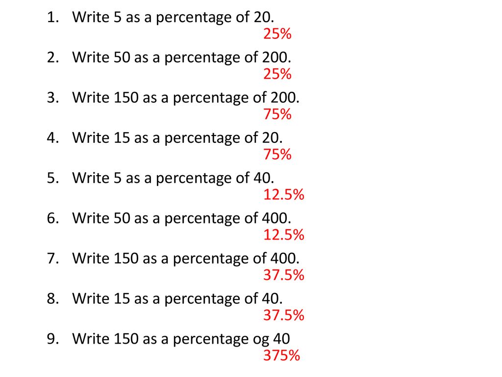 Expressing numbers as a percentage ppt download