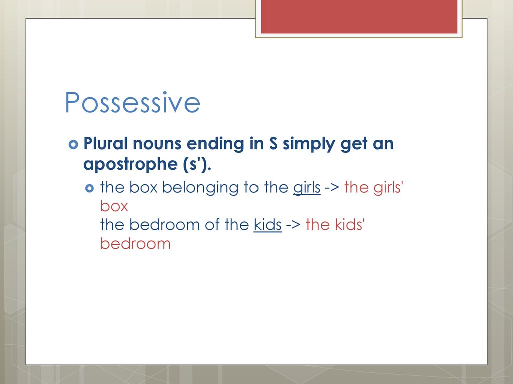 Plural vs. Possessive. - ppt download