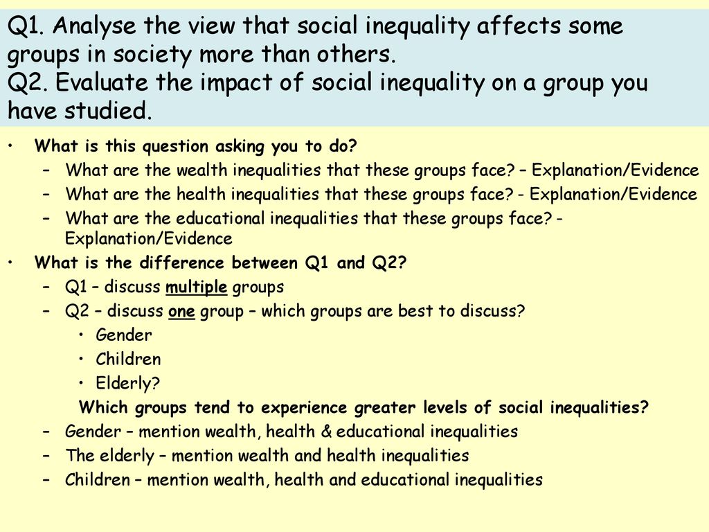 discuss the impact of social inequalities on groups in society