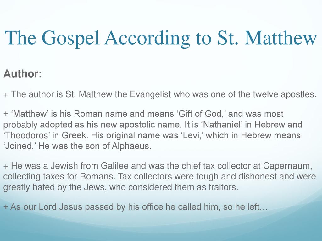 The Gospel According to St. Matthew - ppt download