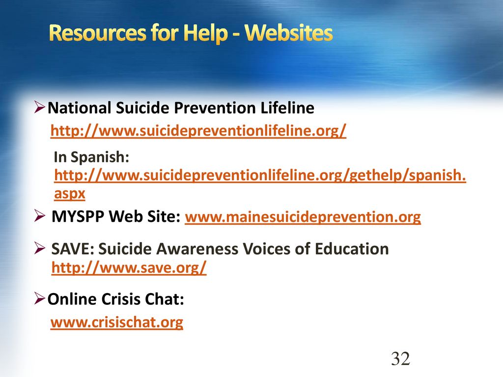 Suicide prevention chat