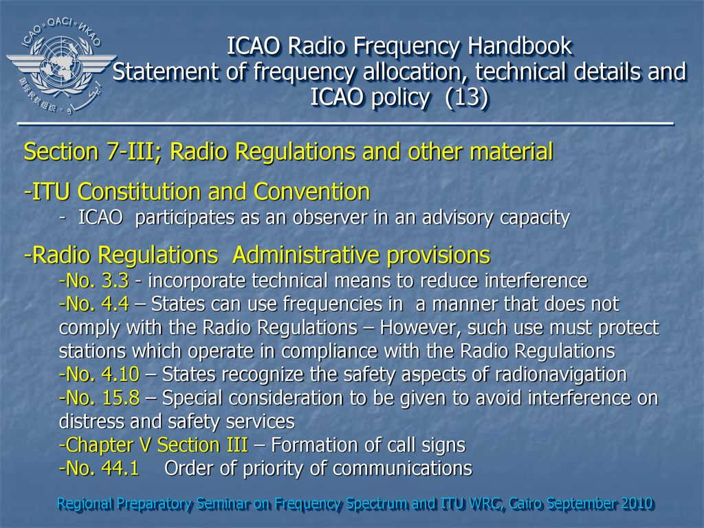 ICAO Radio Frequency Handbook - Ppt Download