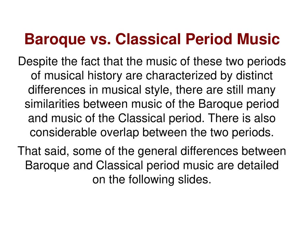 comparison of baroque and classical music