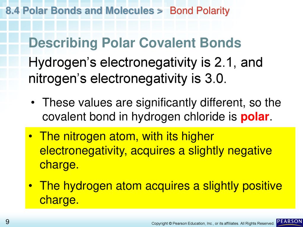 Chapter 8 Covalent Bonding 8.4 Polar Bonds and Molecules - ppt download